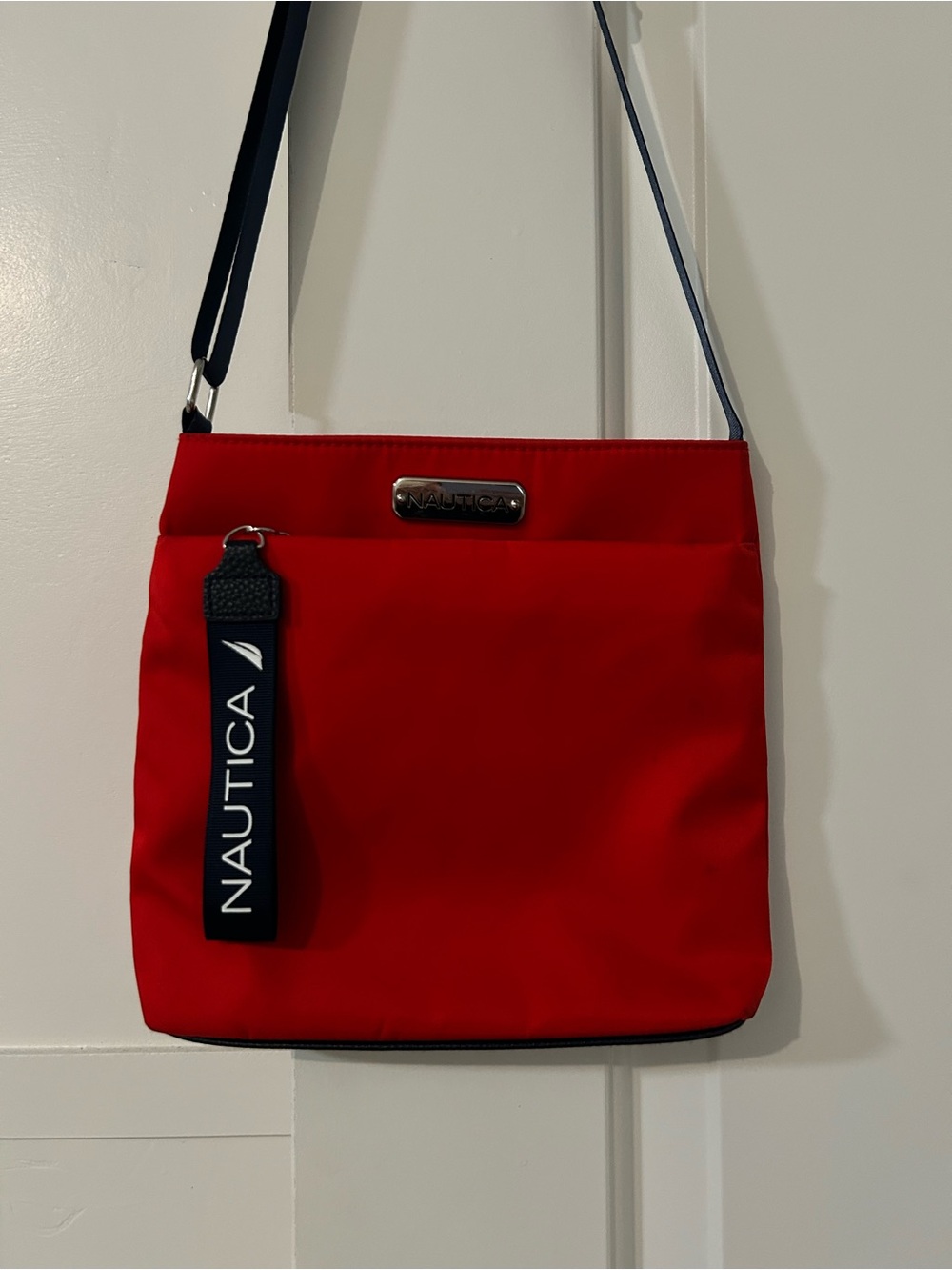Nautica Red Crossbody with Branded Strap Accent